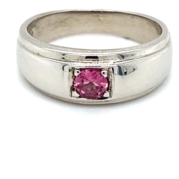 Red Tourmaline .24ct Platinum Solid Silver Ring - Picture 1 of 6